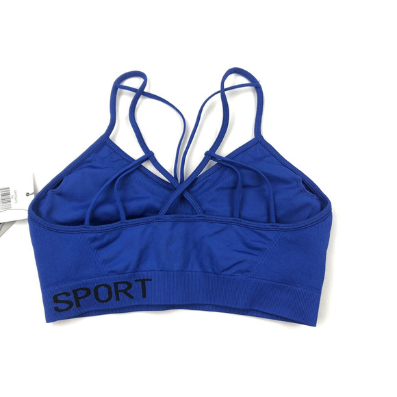 DKNY Women’s Sport Seamless Strappy Low-Impact Sports Bra Blue Size XS - Picture 4 of 5